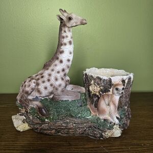 Disney Parks Giraffe and Meerkat Wildlife Figurine With Holder